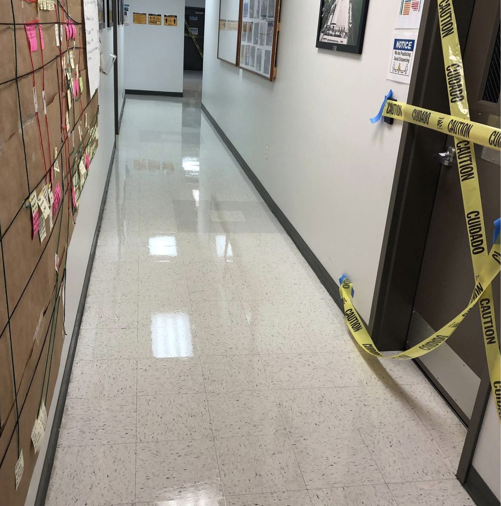 Restored commercial floor with high gloss