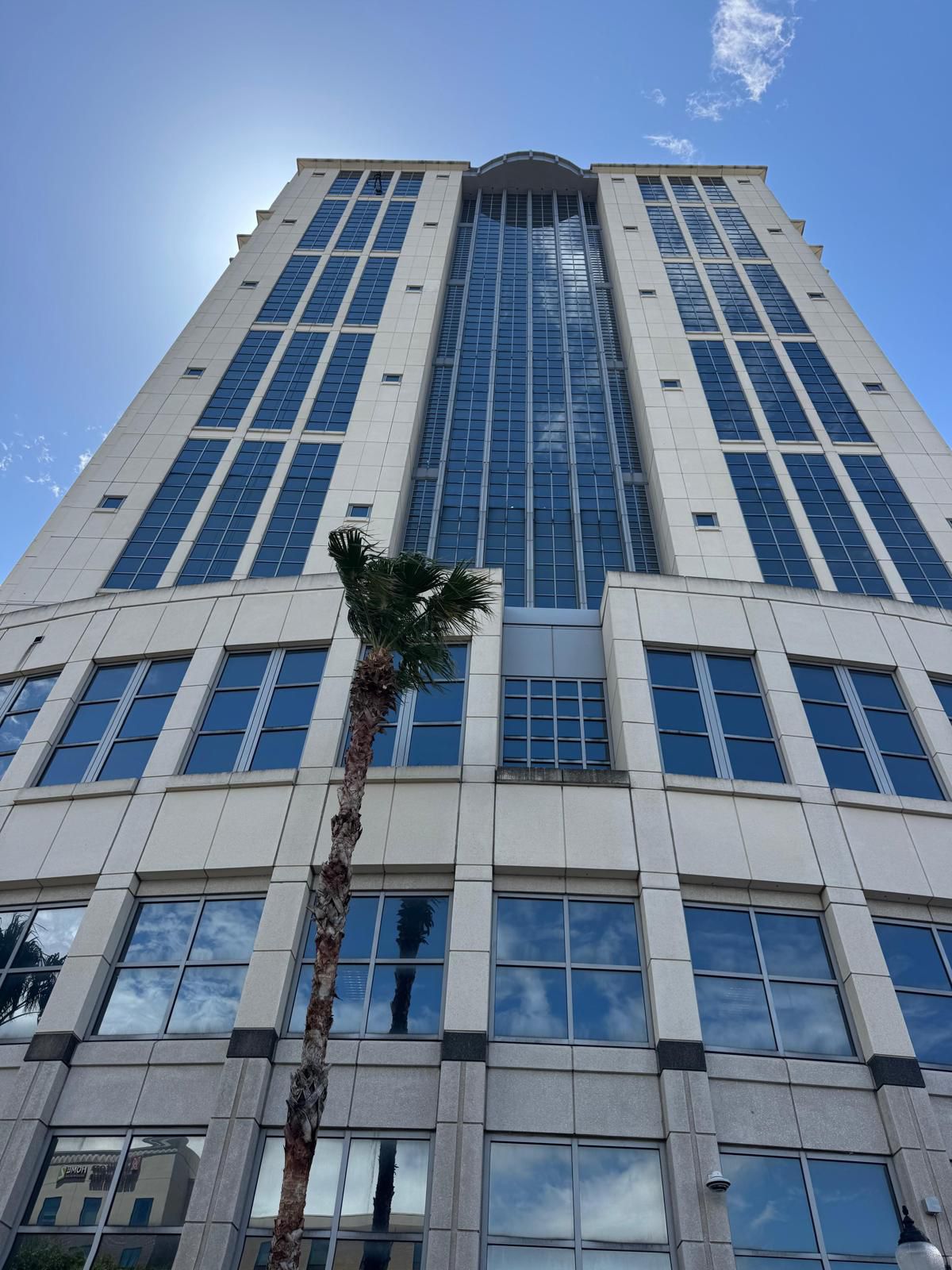Upward view of the Orange County Government tower elevation